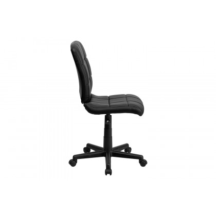 BLNK Clayton Vinyl Mid-Back Quilted Swivel Task Office Chair - Black