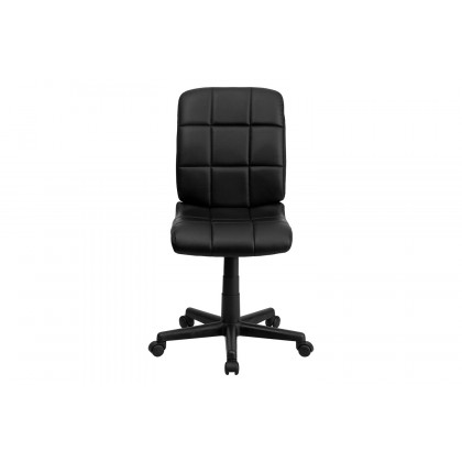 BLNK Clayton Vinyl Mid-Back Quilted Swivel Task Office Chair - Black