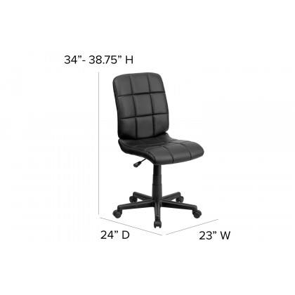 BLNK Clayton Vinyl Mid-Back Quilted Swivel Task Office Chair - Black