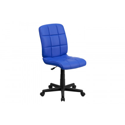 BLNK Clayton Vinyl Mid-Back Quilted Swivel Task Office Chair - Blue