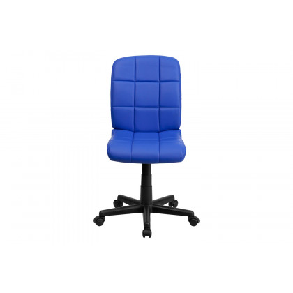 BLNK Clayton Vinyl Mid-Back Quilted Swivel Task Office Chair - Blue