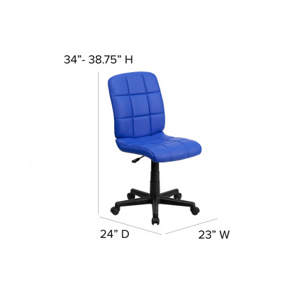 BLNK Clayton Vinyl Mid-Back Quilted Swivel Task Office Chair - Blue