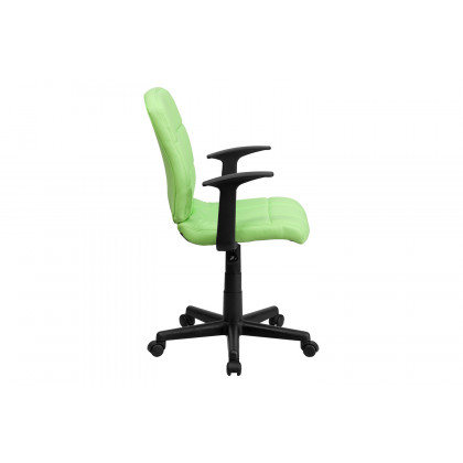 BLNK Clayton Vinyl Mid-Back Quilted Swivel Task Office Chair - Green, with Arms