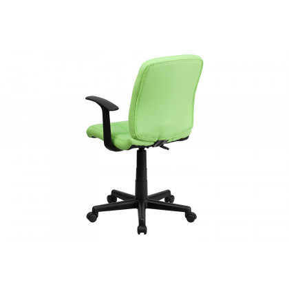 BLNK Clayton Vinyl Mid-Back Quilted Swivel Task Office Chair - Green, with Arms