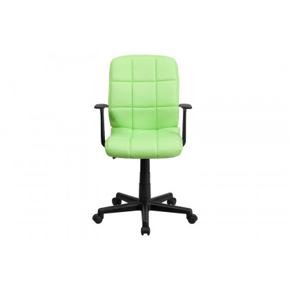 BLNK Clayton Vinyl Mid-Back Quilted Swivel Task Office Chair - Green, with Arms