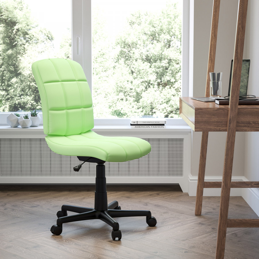 BLNK Clayton Vinyl Mid-Back Quilted Swivel Task Office Chair - Green