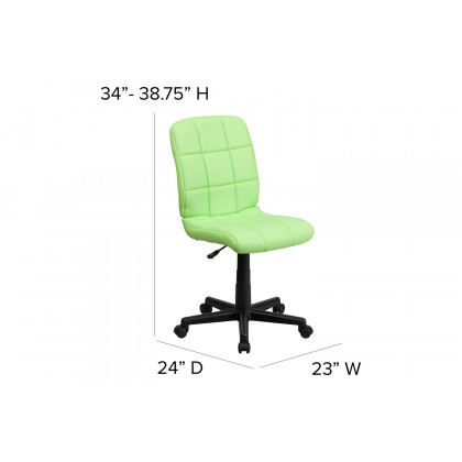 BLNK Clayton Vinyl Mid-Back Quilted Swivel Task Office Chair - Green
