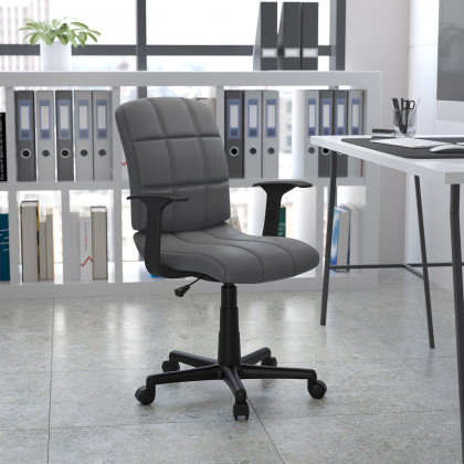 BLNK - Clayton Vinyl Mid-Back Quilted Swivel Task Office Chair