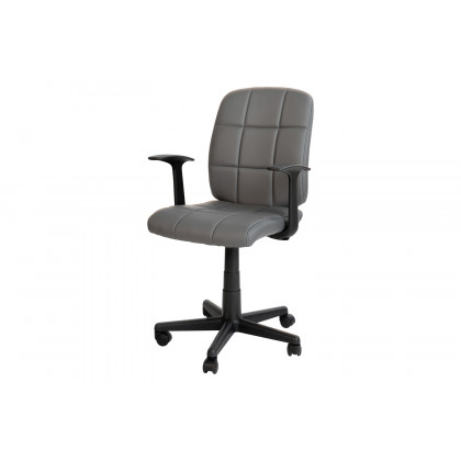 BLNK Clayton Vinyl Mid-Back Quilted Swivel Task Office Chair - Gray, with Arms