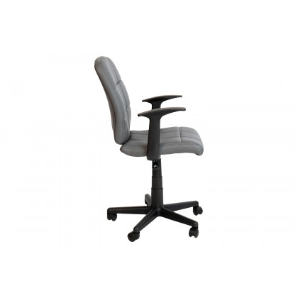 BLNK Clayton Vinyl Mid-Back Quilted Swivel Task Office Chair - Gray, with Arms