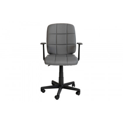BLNK Clayton Vinyl Mid-Back Quilted Swivel Task Office Chair - Gray, with Arms