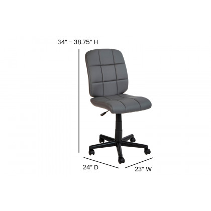 BLNK Clayton Vinyl Mid-Back Quilted Swivel Task Office Chair - Gray