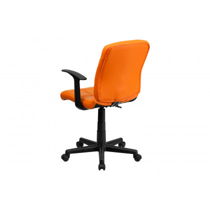 BLNK Clayton Vinyl Mid-Back Quilted Swivel Task Office Chair - Orange, with Arms