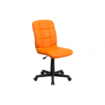 BLNK Clayton Vinyl Mid-Back Quilted Swivel Task Office Chair - Orange