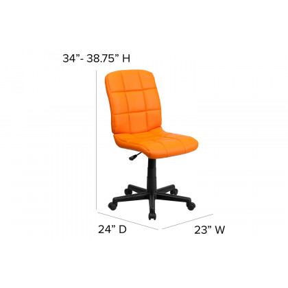 BLNK Clayton Vinyl Mid-Back Quilted Swivel Task Office Chair - Orange
