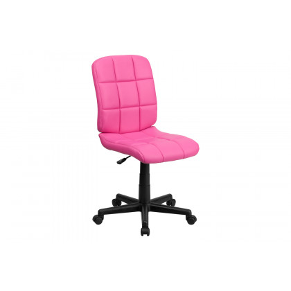 BLNK Clayton Vinyl Mid-Back Quilted Swivel Task Office Chair - Pink