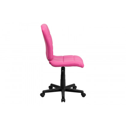 BLNK Clayton Vinyl Mid-Back Quilted Swivel Task Office Chair - Pink