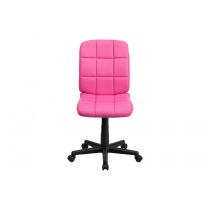 BLNK Clayton Vinyl Mid-Back Quilted Swivel Task Office Chair - Pink