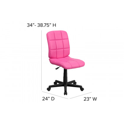 BLNK Clayton Vinyl Mid-Back Quilted Swivel Task Office Chair - Pink