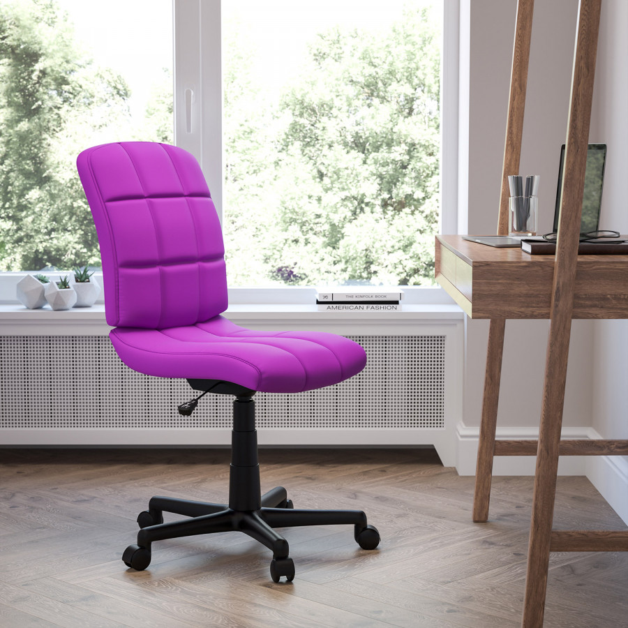 BLNK Clayton Vinyl Mid-Back Quilted Swivel Task Office Chair - Purple