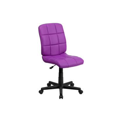 BLNK Clayton Vinyl Mid-Back Quilted Swivel Task Office Chair - Purple