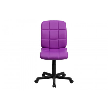 BLNK Clayton Vinyl Mid-Back Quilted Swivel Task Office Chair - Purple