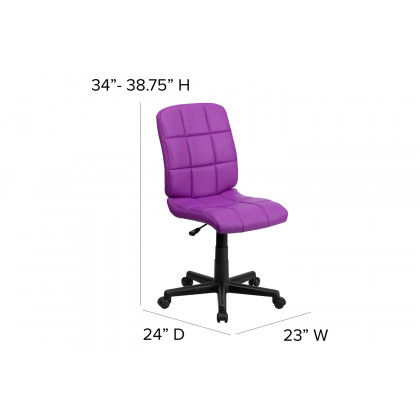 BLNK Clayton Vinyl Mid-Back Quilted Swivel Task Office Chair - Purple