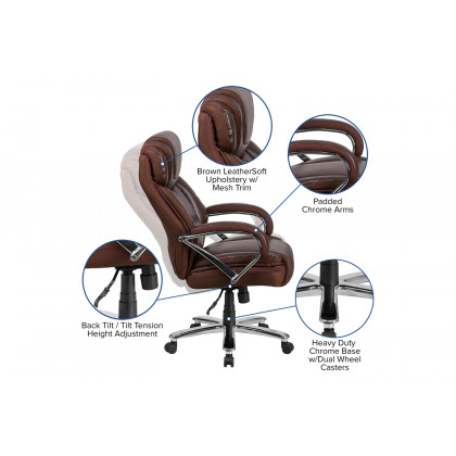 BLNK HERCULES Series LeatherSoft Executive Swivel Ergonomic Office Chair with Extra Wide Seat - Brown