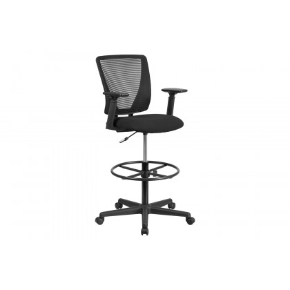 BLNK - Harper Ergonomic Fabric Mid-Back Mesh Drafting Chair with Seat and Adjustable Foot Ring