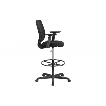BLNK Harper Ergonomic Fabric Mid-Back Mesh Drafting Chair with Seat and Adjustable Foot Ring - with Adjustable Arms