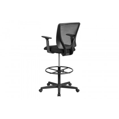 BLNK Harper Ergonomic Fabric Mid-Back Mesh Drafting Chair with Seat and Adjustable Foot Ring - with Adjustable Arms