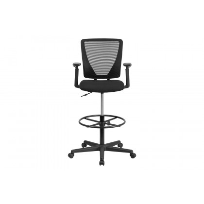 BLNK Harper Ergonomic Fabric Mid-Back Mesh Drafting Chair with Seat and Adjustable Foot Ring - with Adjustable Arms