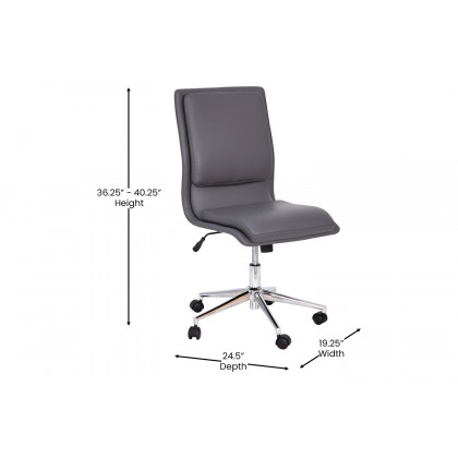 BLNK Madigan Mid-Back Armless Swivel Task Office Chair with and Adjustable Chrome Base - Gray