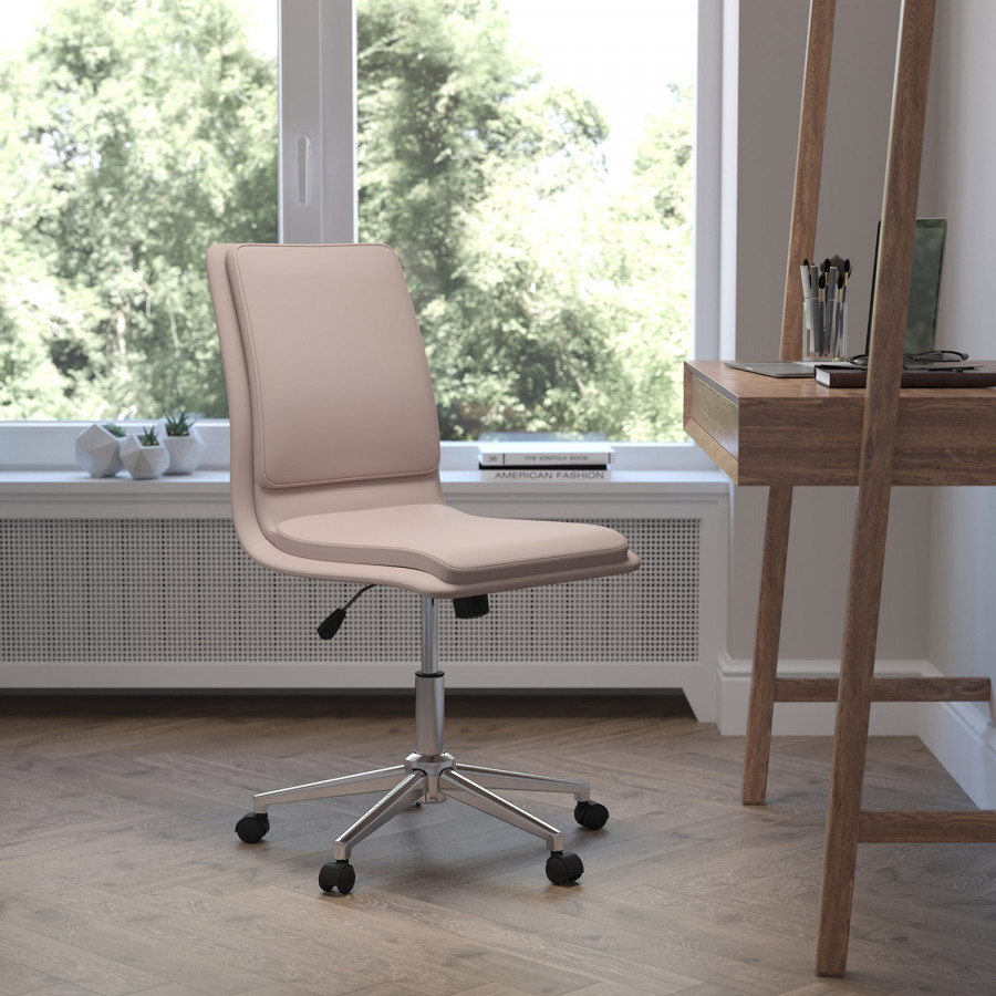 BLNK Madigan Mid-Back Armless Swivel Task Office Chair with and Adjustable Chrome Base - Taupe