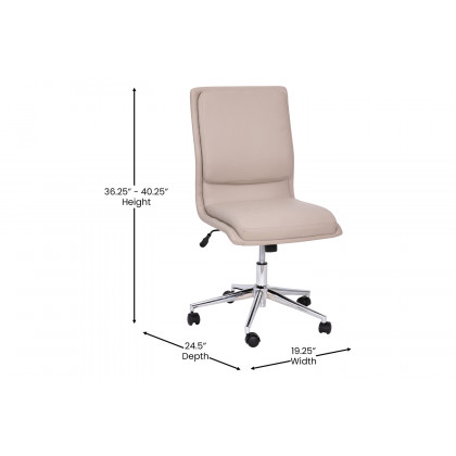 BLNK Madigan Mid-Back Armless Swivel Task Office Chair with and Adjustable Chrome Base - Taupe