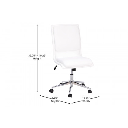 BLNK Madigan Mid-Back Armless Swivel Task Office Chair with and Adjustable Chrome Base - White