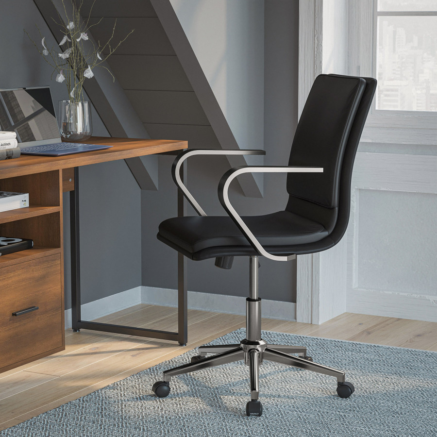 BLNK - James Mid-Back Designer Executive Office Chair with Brushed Chrome Base and Arms