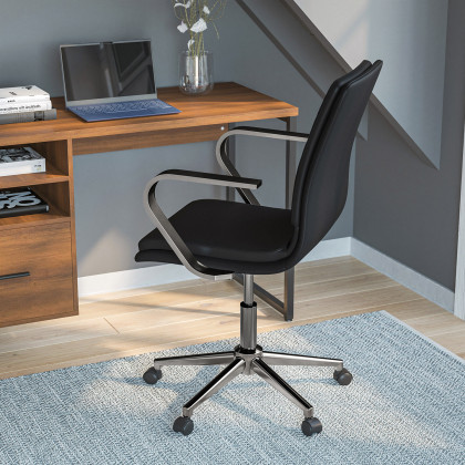 BLNK - James Mid-Back Designer Executive Office Chair with Brushed Chrome Base and Arms