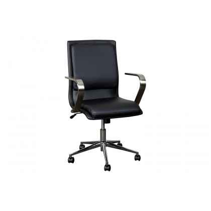 BLNK James Mid-Back Designer Executive Office Chair with Brushed Chrome Base and Arms - Black