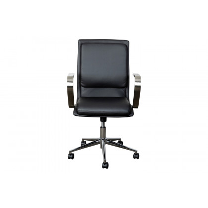 BLNK James Mid-Back Designer Executive Office Chair with Brushed Chrome Base and Arms - Black