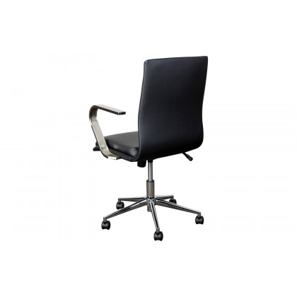 BLNK James Mid-Back Designer Executive Office Chair with Brushed Chrome Base and Arms - Black