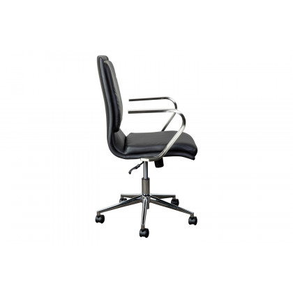BLNK James Mid-Back Designer Executive Office Chair with Brushed Chrome Base and Arms - Black