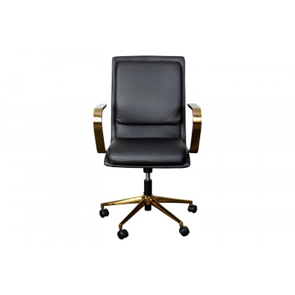 BLNK James Mid-Back Designer Executive Office Chair with Arms - Brushed Gold Frame