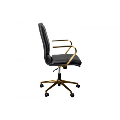 BLNK James Mid-Back Designer Executive Office Chair with Arms - Brushed Gold Frame