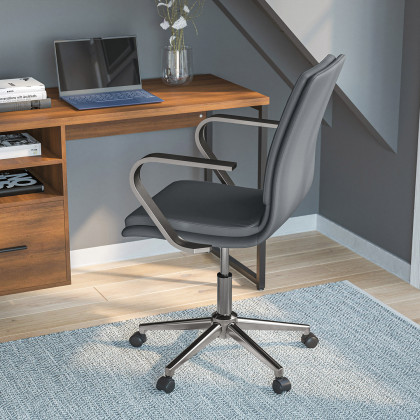 BLNK - James Mid-Back Designer Executive Office Chair with Brushed Chrome Base and Arms