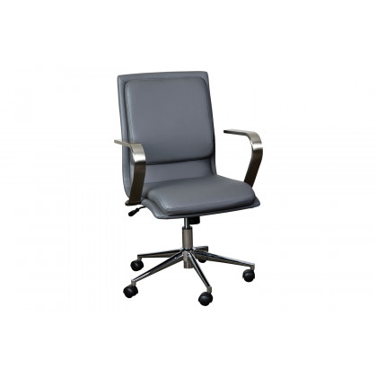 BLNK James Mid-Back Designer Executive Office Chair with Brushed Chrome Base and Arms - Gray