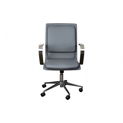 BLNK James Mid-Back Designer Executive Office Chair with Brushed Chrome Base and Arms - Gray