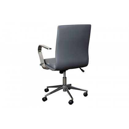 BLNK James Mid-Back Designer Executive Office Chair with Brushed Chrome Base and Arms - Gray