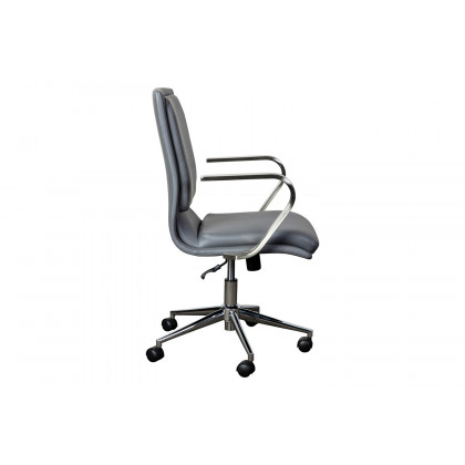 BLNK James Mid-Back Designer Executive Office Chair with Brushed Chrome Base and Arms - Gray