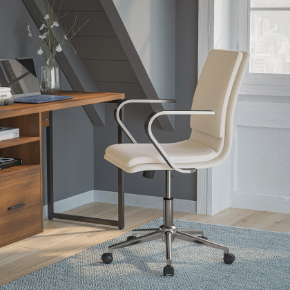 BLNK - James Mid-Back Designer Executive Office Chair with Brushed Chrome Base and Arms